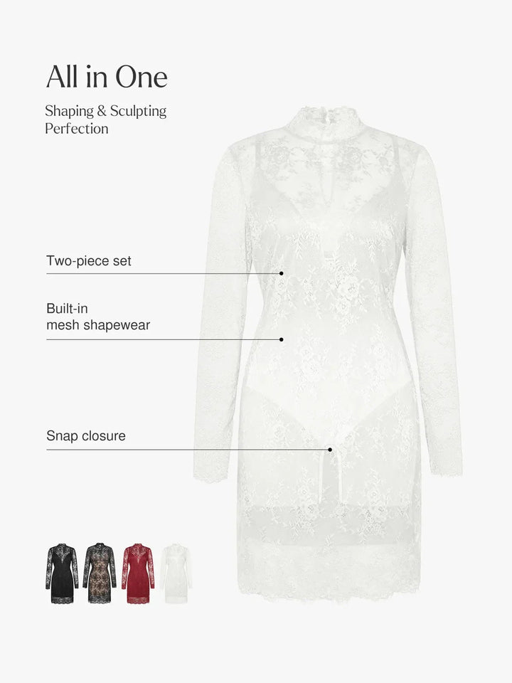 Shapewear 2-in-1 Lace Overlay Sculpting Dress