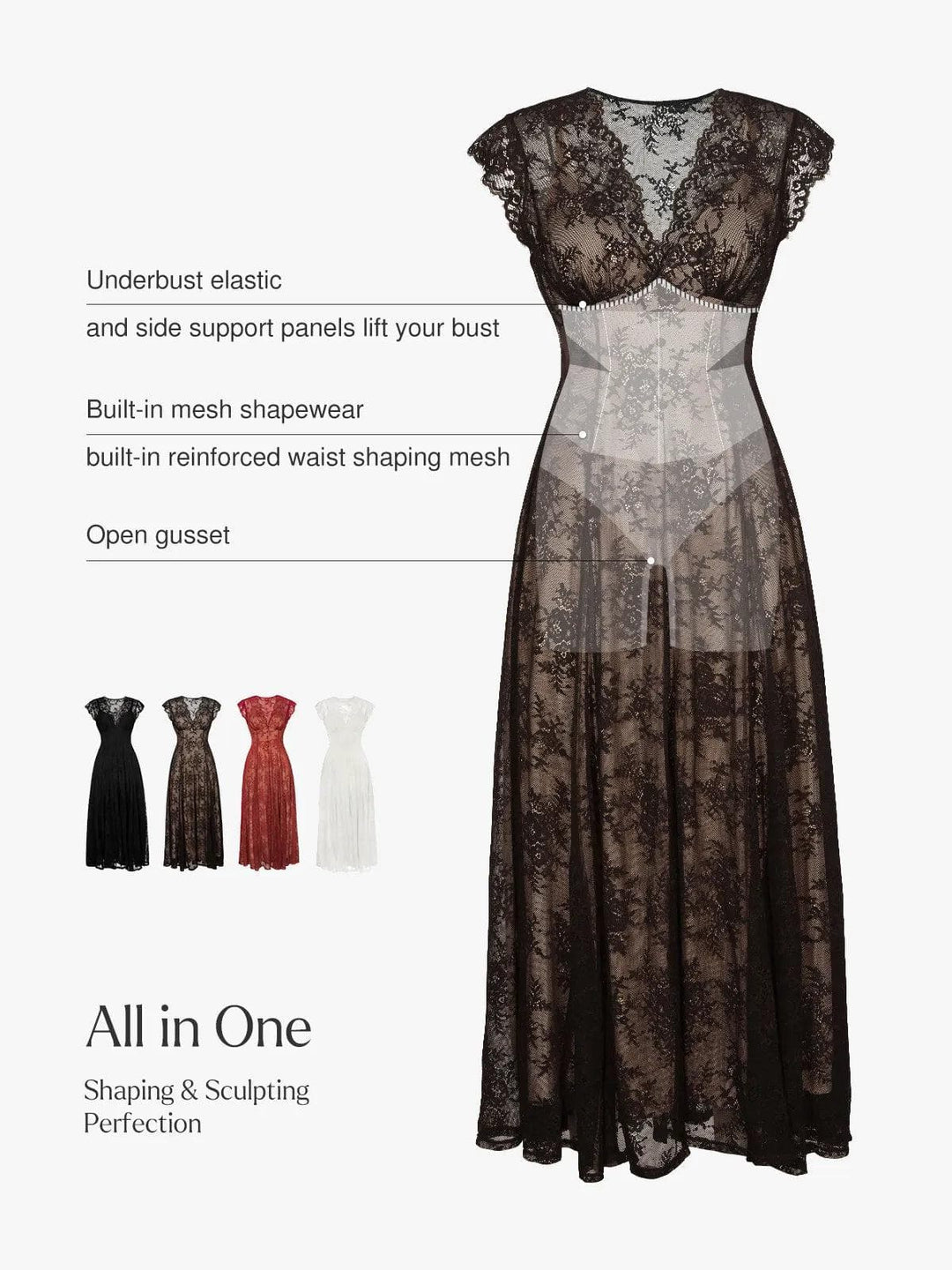 Shapewear Lace Fantasy Mini & Maxi Sculpting Dress Set