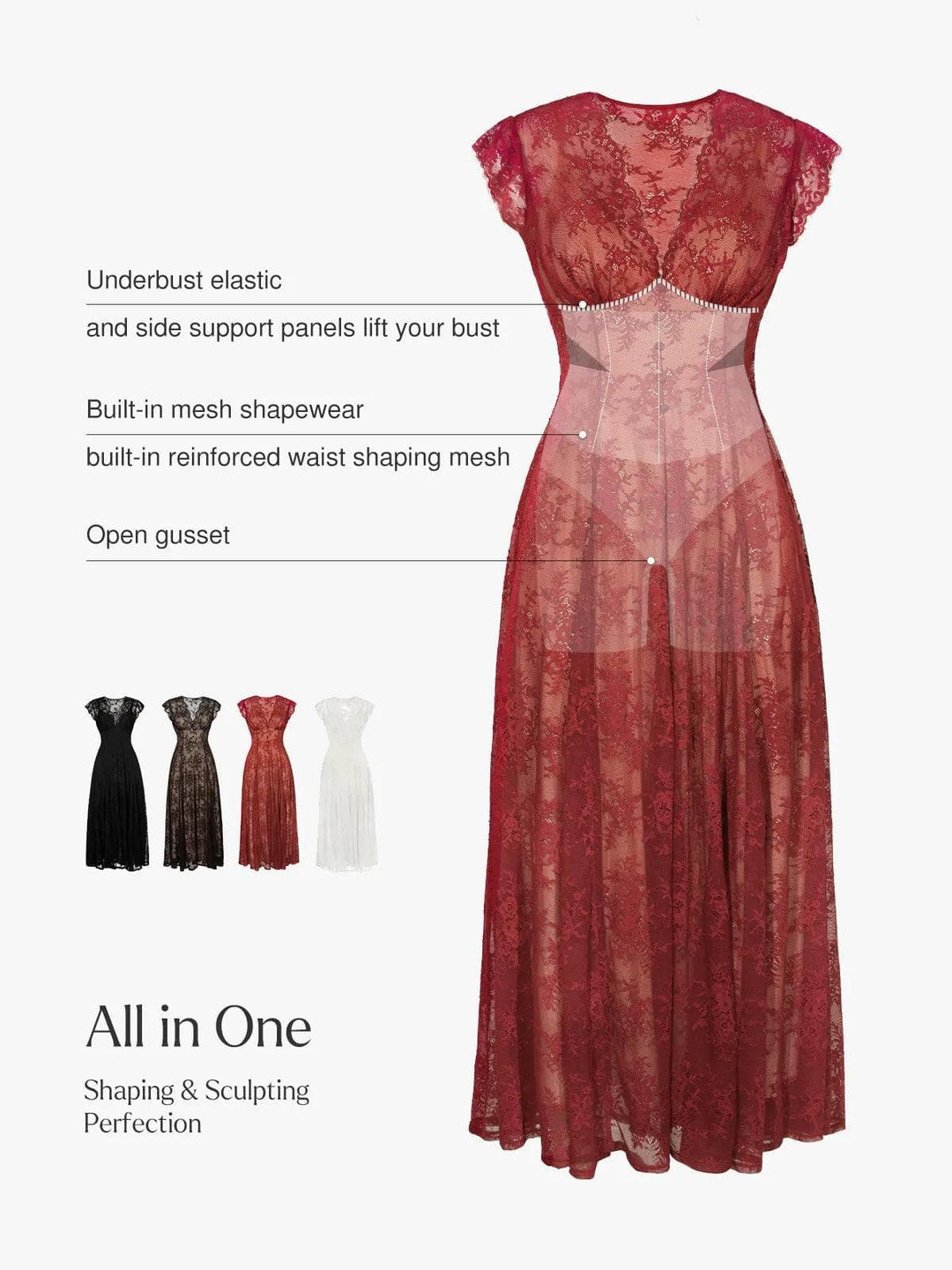 Shapewear Lace Fantasy Mini & Maxi Sculpting Dress Set