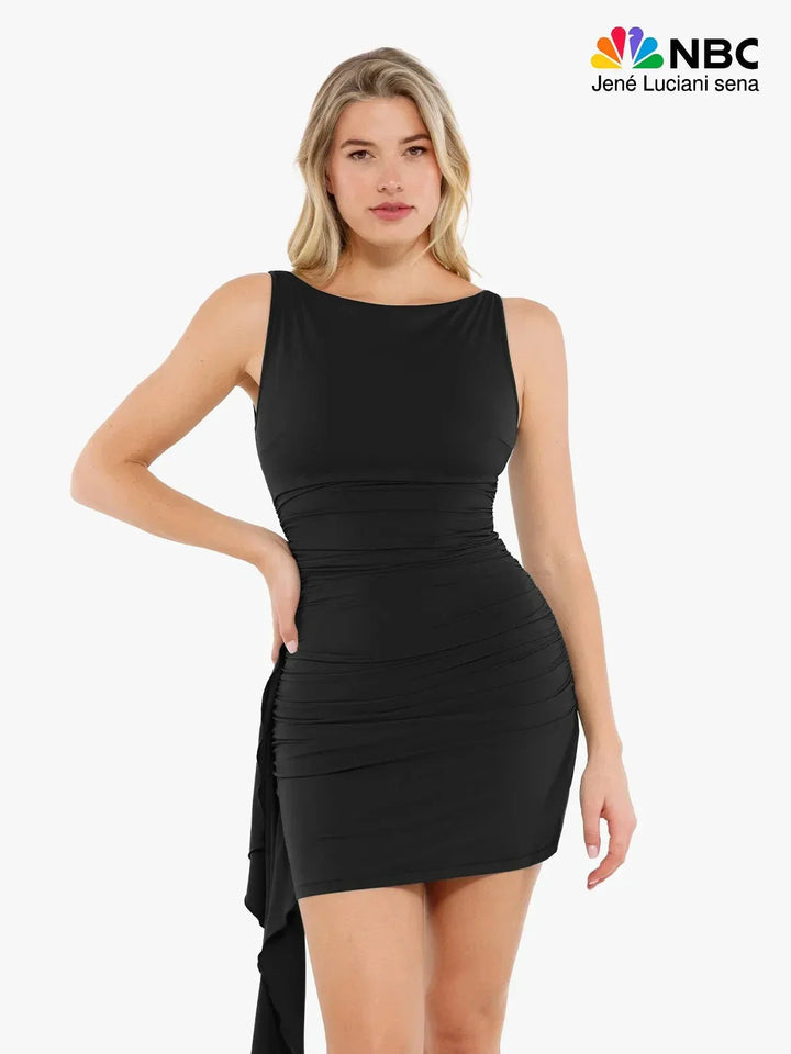 Shapewear Ruched Bodycon Cascade Mini Dress