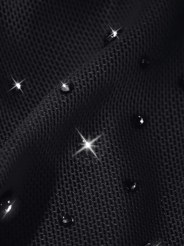 Shapewear Two-in-One Heat-Set Crystal Mesh Slim Midi Dress