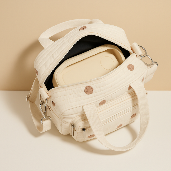 Quilted baby travel bag with insulated interior | Harper