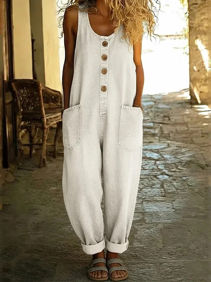 Vintage Cotton Denim Jumpsuit